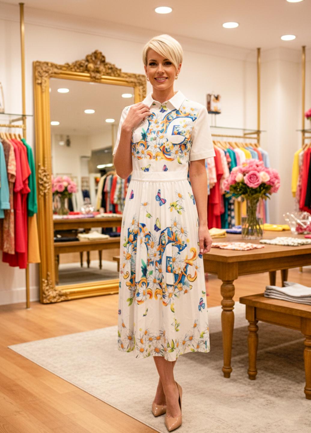 Платье миди Lowett LW-217 плиссированное р. 42 Белый (17851912)