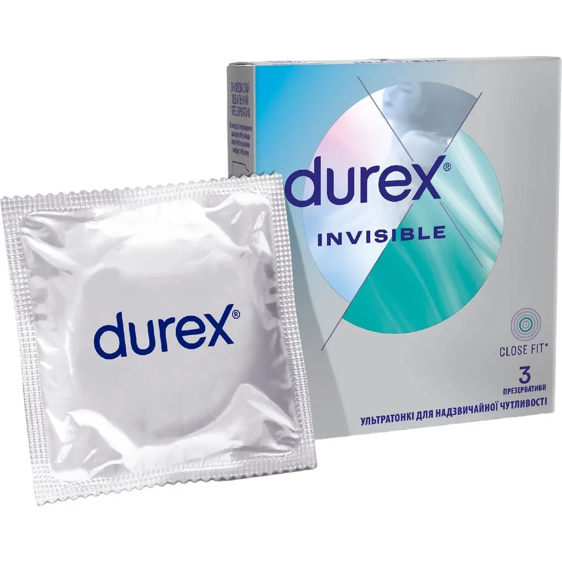Презервативи ультратонкі латексні гладкі Durex Invisible №3 анатомічні з силіконовим лубрикантом (000004681)