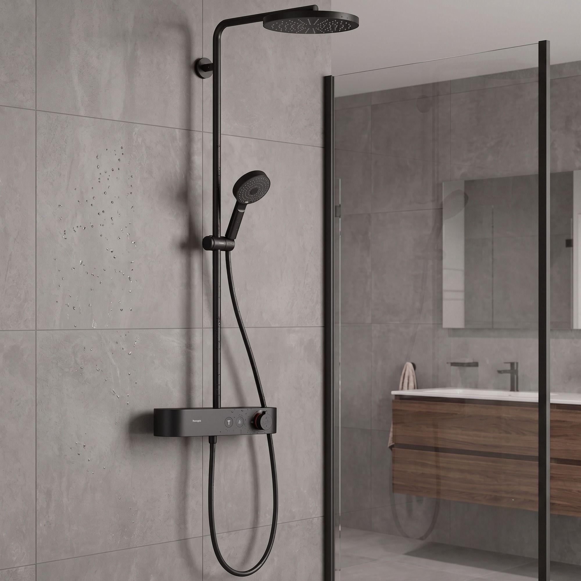 Душова система Hansgrohe Pulsify з термостатом метал Чорний матовий (24221670)