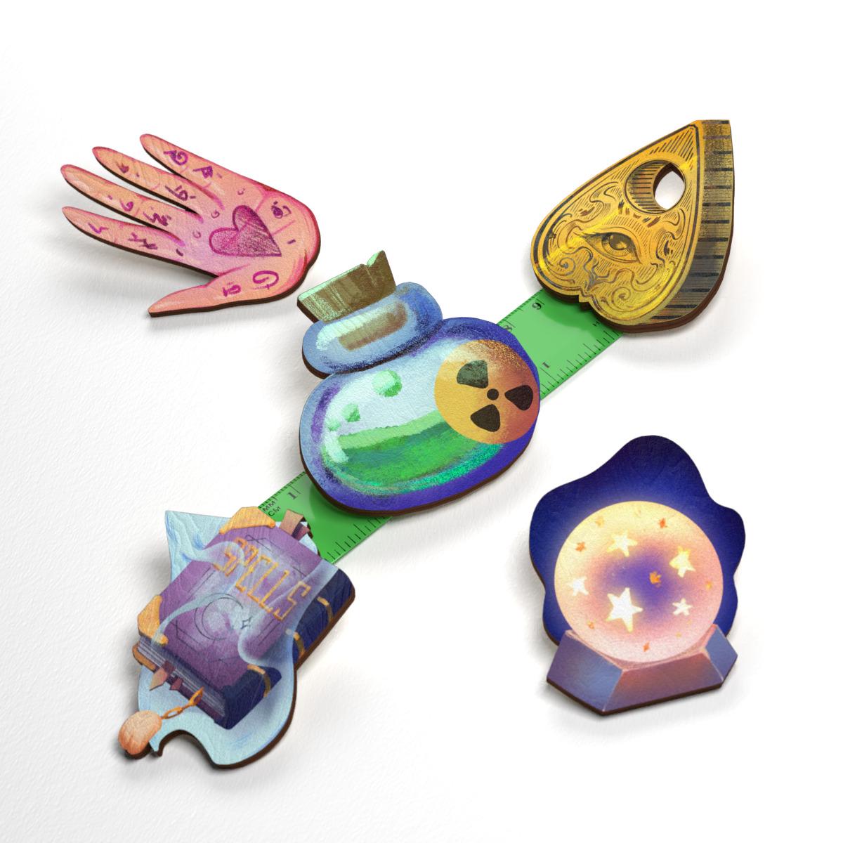 Набор значков Lex Altern Набор гадалки из дерева 5 шт. - фото 2 Набор значков Lex Altern Набор гадалки из дерева 5 шт. - фото 2