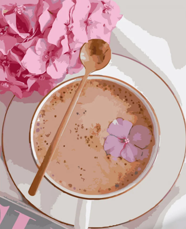 Картина по номерам Strateg Кофе с гортензией 40x50 см (GS883)