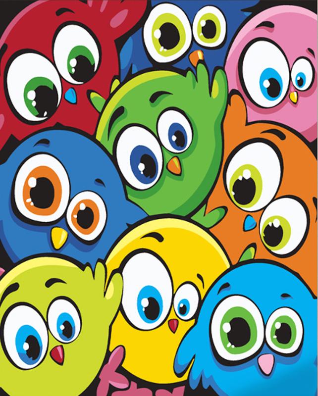 Картина по номерам Strateg Премиум Интересные птенцы 30х30 см (ES112)