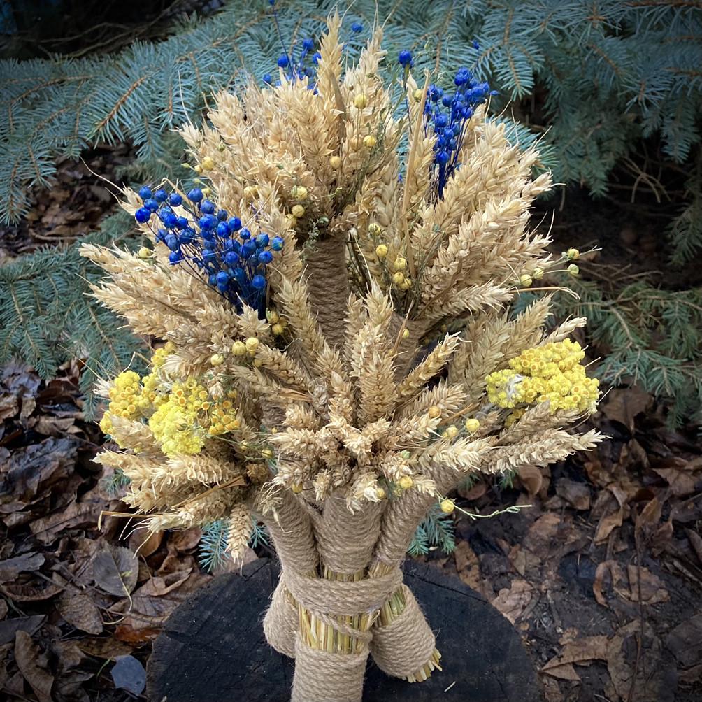 Рождественский дидух из пшеничных колосьев и льна 45 см (1734445185) - фото 2 Рождественский дидух из пшеничных колосьев и льна 45 см (1734445185) - фото 2