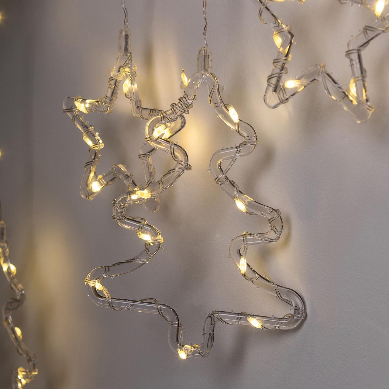 Гірлянда-штора світлодіодна GarlandoPro зірка та ялинка 120 LED 8 режимів 3х0,9 м Жовтий (3045) - фото 1