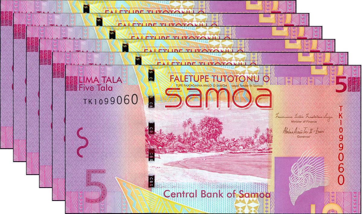 Коллекционная банкнота Самоа 2012 5 тал 6 шт. P38b UNC