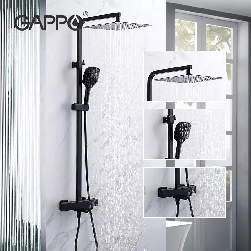 ᐉ Душова система Gappo G2417-60 з термостатом Чорний • Краща ціна в ...