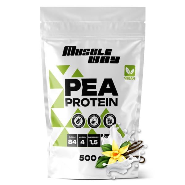 Протеин растительный веганский Muscle Way Pea Protein концентрат 500 г Ваниль (21-137-pp-v-500-gr)