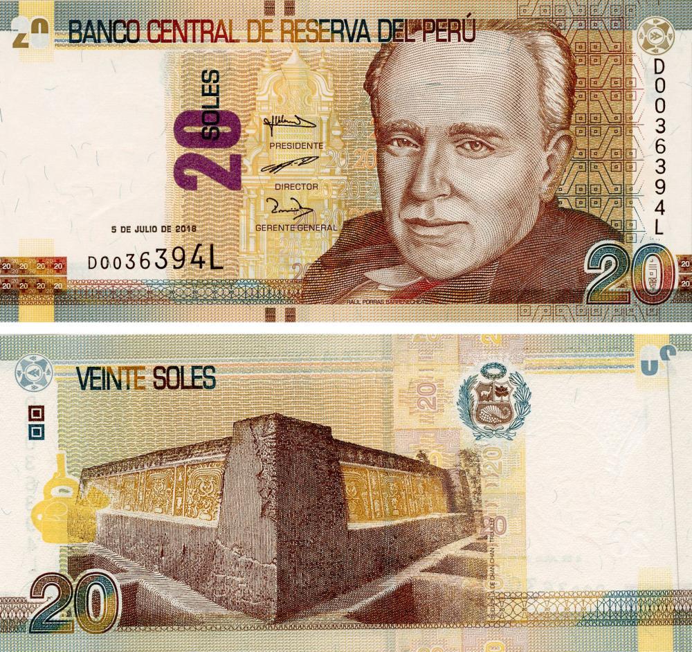 Колекційна банкнота Перу 20 сіль 2018 UNC P193 (Б16572)