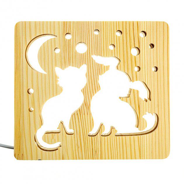 Светильник-ночник ArtEco Light LED Кот и собачка из дерева и с пультом (1020357) Светильник-ночник ArtEco Light LED Кот и собачка из дерева и с пультом (1020357)