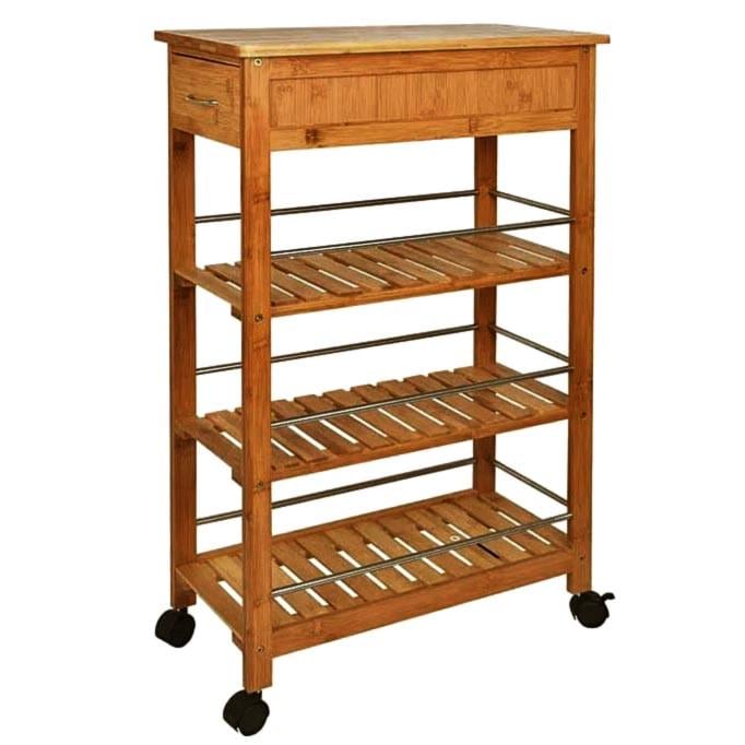 Этажерка для ванной из дерева на колесиках Мейнард Охра (АБТ-004104)