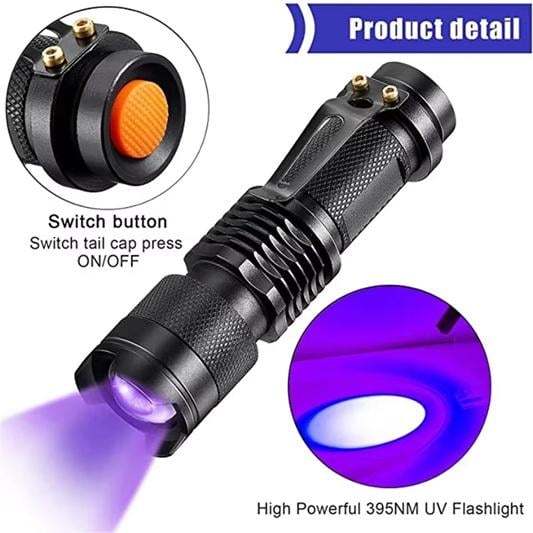 Фонарик ультрафиолетовый SK68 LED UV Flashlight 365/395nm 1хАА Portable Mini Lamp (ME0021153) - фото 3 Фонарик ультрафиолетовый SK68 LED UV Flashlight 365/395nm 1хАА Portable Mini Lamp (ME0021153) - фото 3