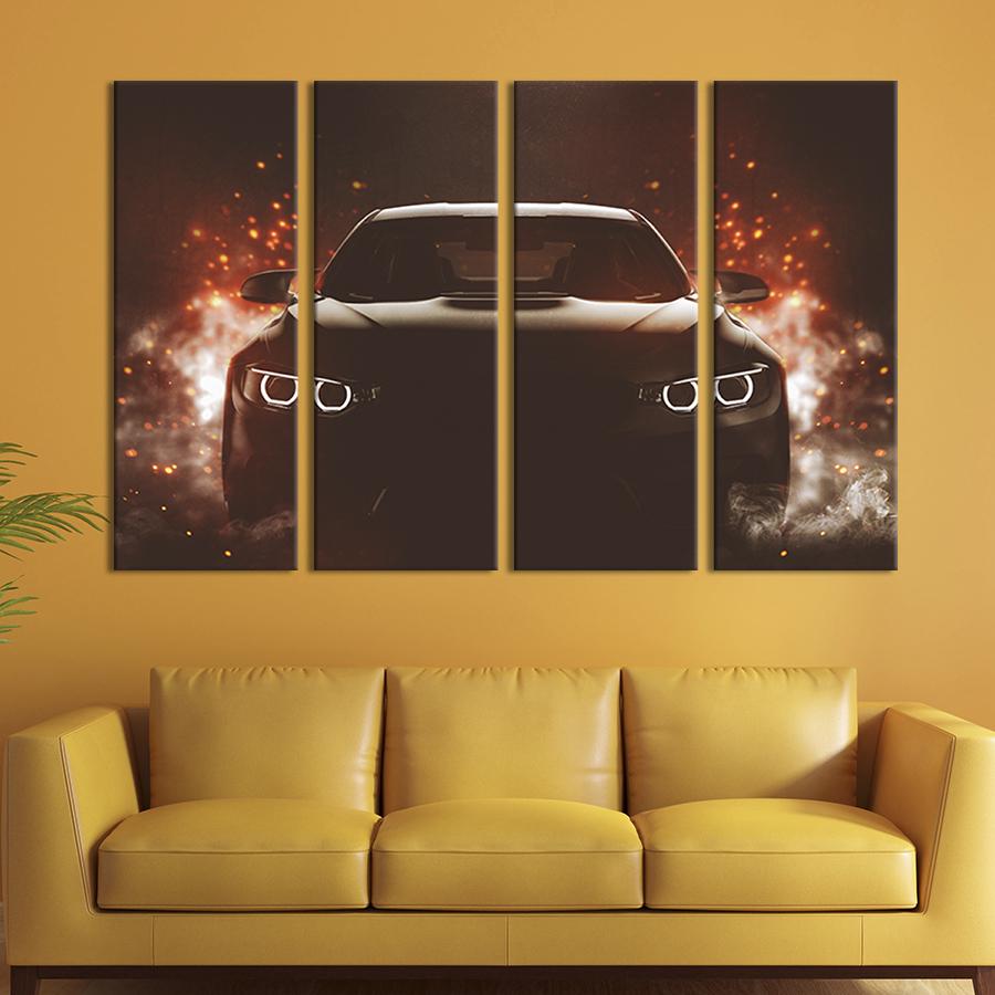 Картина модульная из 4 частей Автомобиль с неоновыми фарами L 149x93 см (105-41) Картина модульная из 4 частей Автомобиль с неоновыми фарами L 149x93 см (105-41)