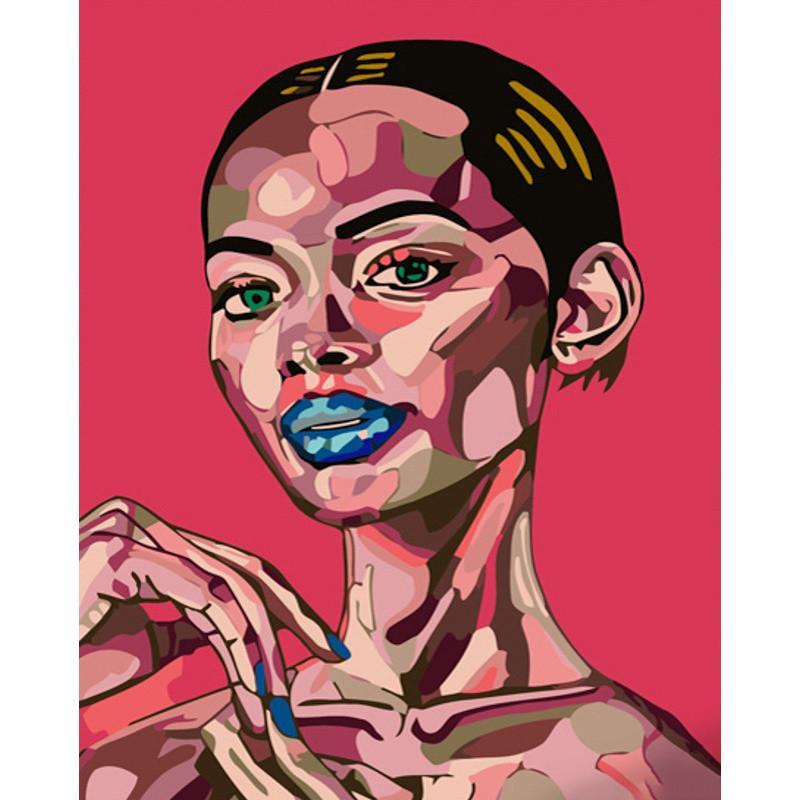 Картина по номерам Strateg Премиум Голубые губы 40х50 см (GS613)