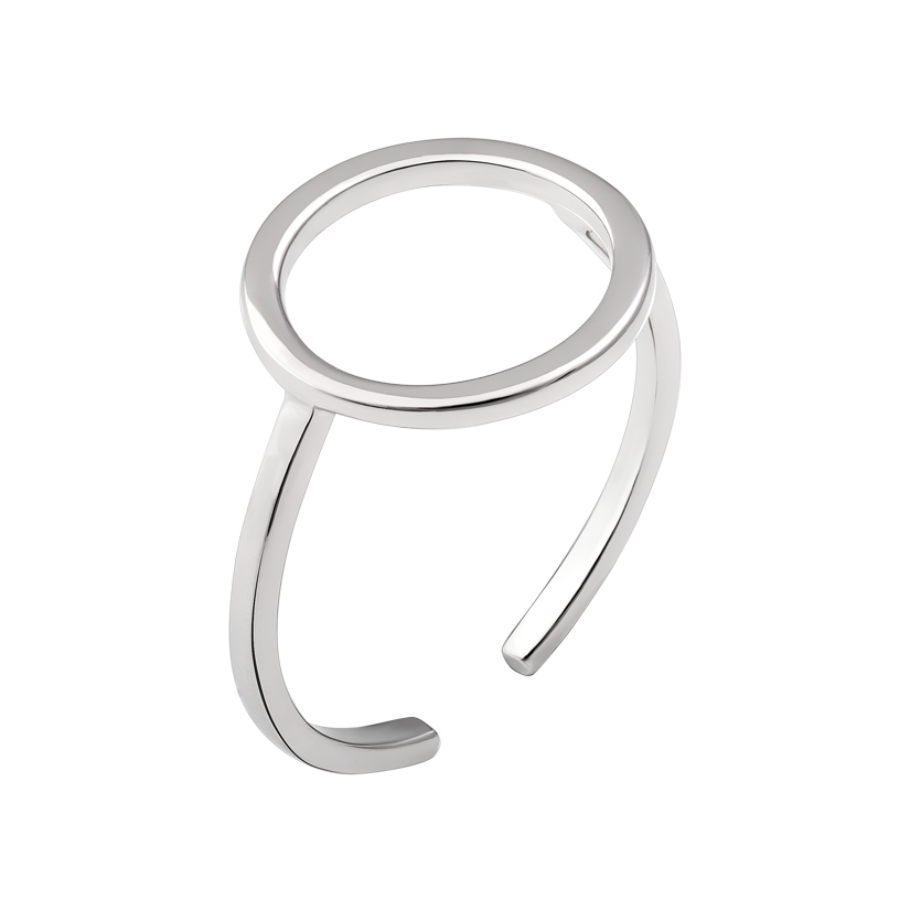Кольцо серебряное Круг стильный незамкнутый дизайн р. 18