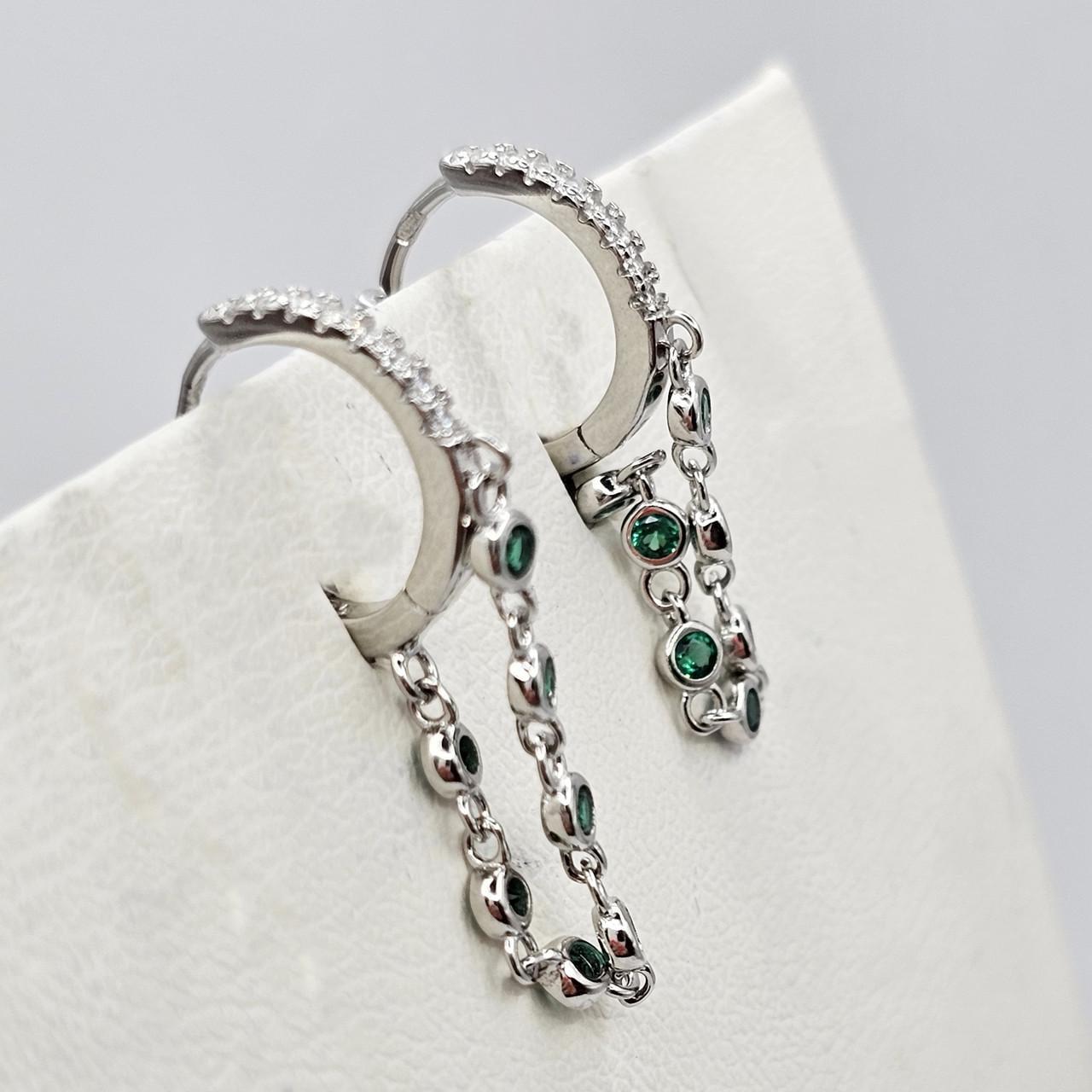 Серебряные серьги с зеленым кубическим цирконием 2,85 г (2959001891) Серебряные серьги с зеленым кубическим цирконием 2,85 г (2959001891)