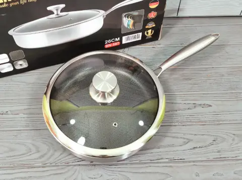 Cковорода глибока Benson із нержавіючої сталі 26 см (BN-587) - фото 4 Cковорода глибока Benson із нержавіючої сталі 26 см (BN-587) - фото 4