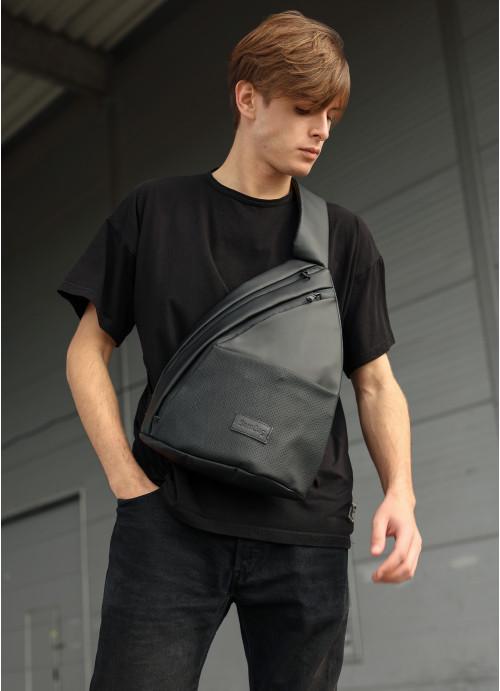 Мужская сумка-слинг Sambag через плечо с перфорацией Черный (8970261034) - фото 5 Мужская сумка-слинг Sambag через плечо с перфорацией Черный (8970261034) - фото 5