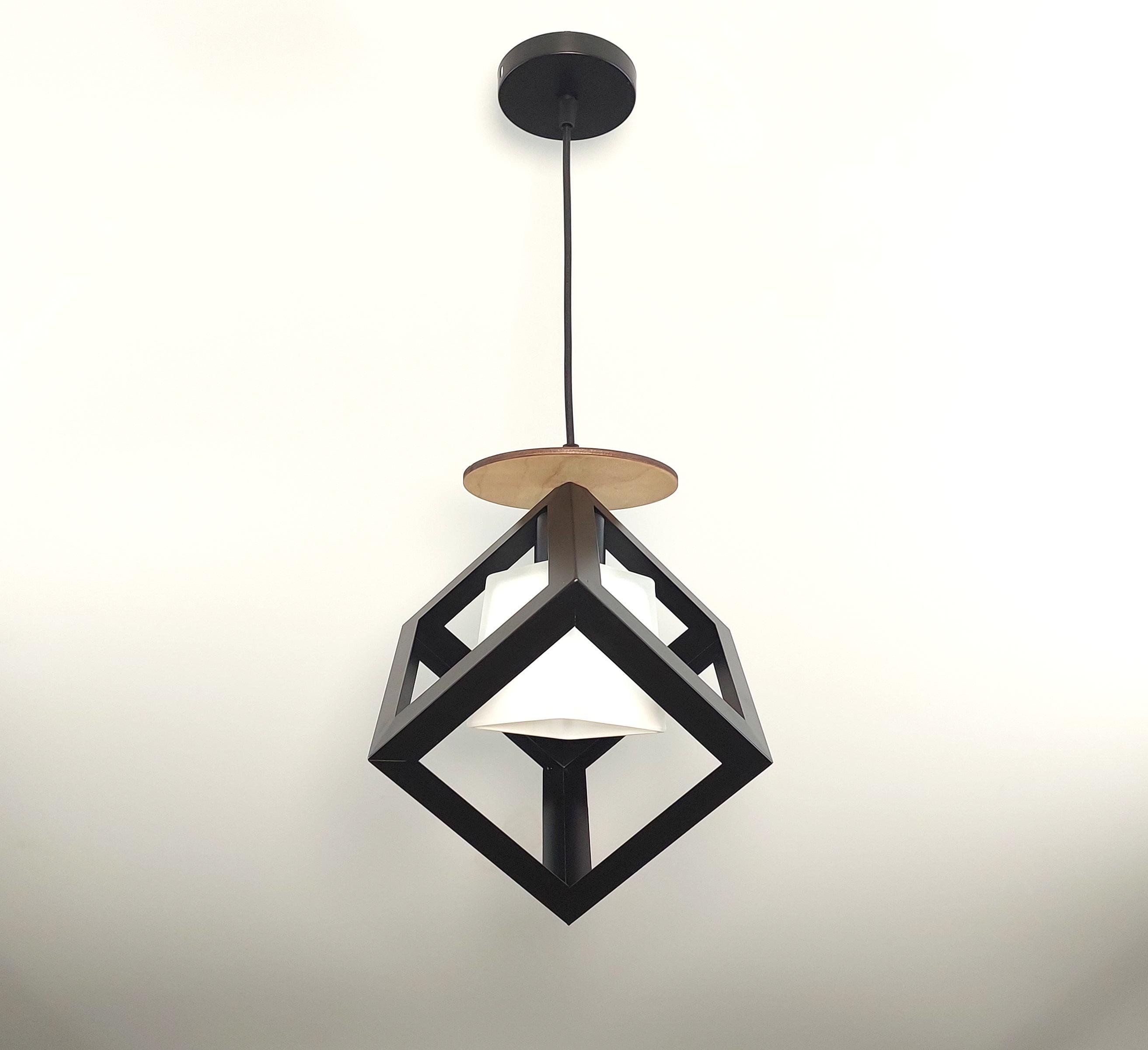 Люстра на одну лампу подвесная металлическая Черный (61В подвес)