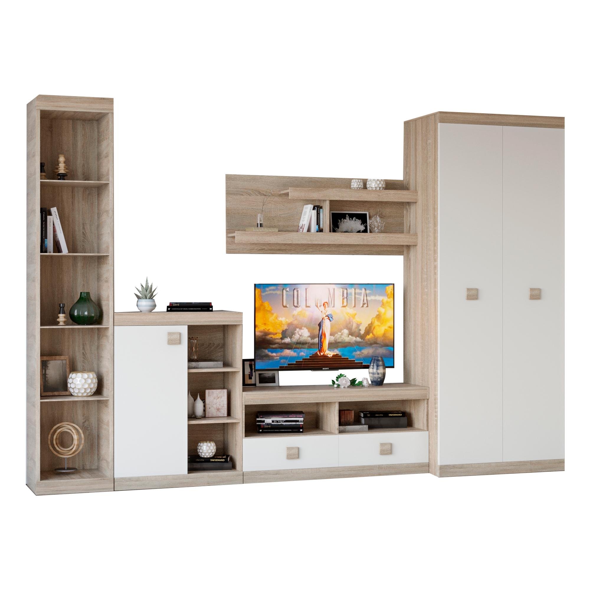 Гостиная стенка Эверест Соната 5 Дуб Сонома/Белый (EVR-2240)