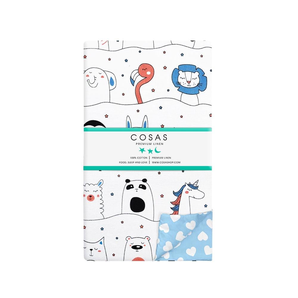 Пододеяльник детский ANIMALS CORD Сердца на голубом 110х140 см