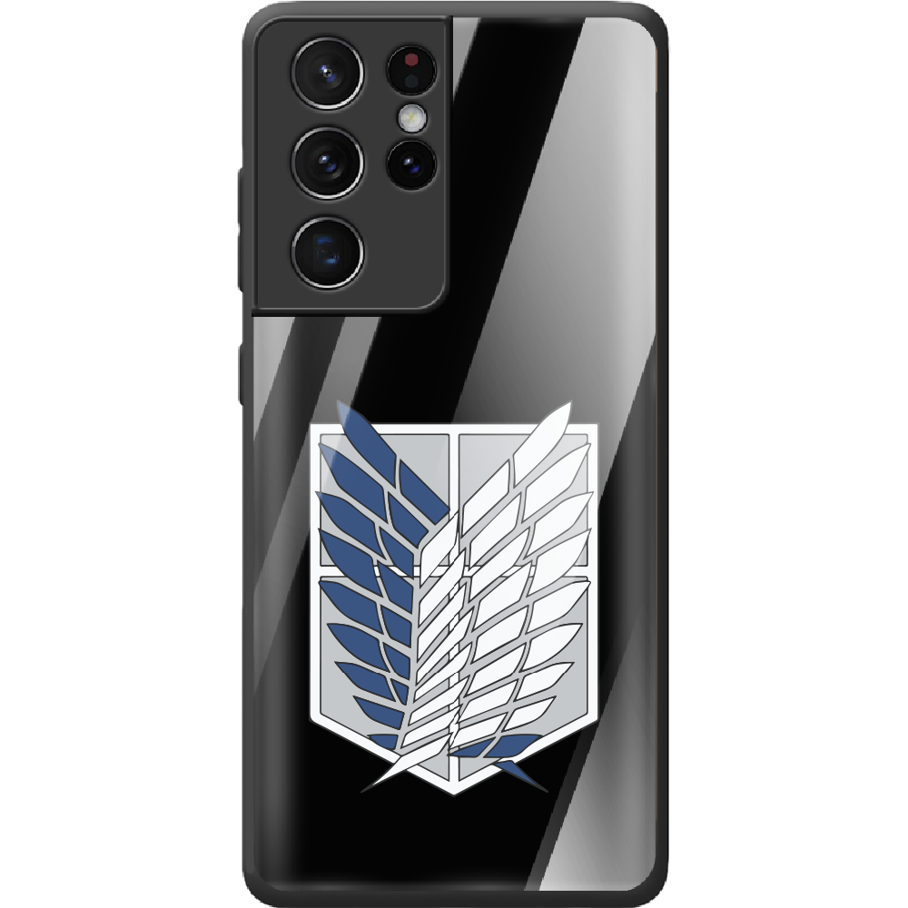Чехол BoxFace Samsung G998 Galaxy S21 Ultra Атака Титанов Крылья Свободы Черный силикон со стеклом (41719-bk88-42231)