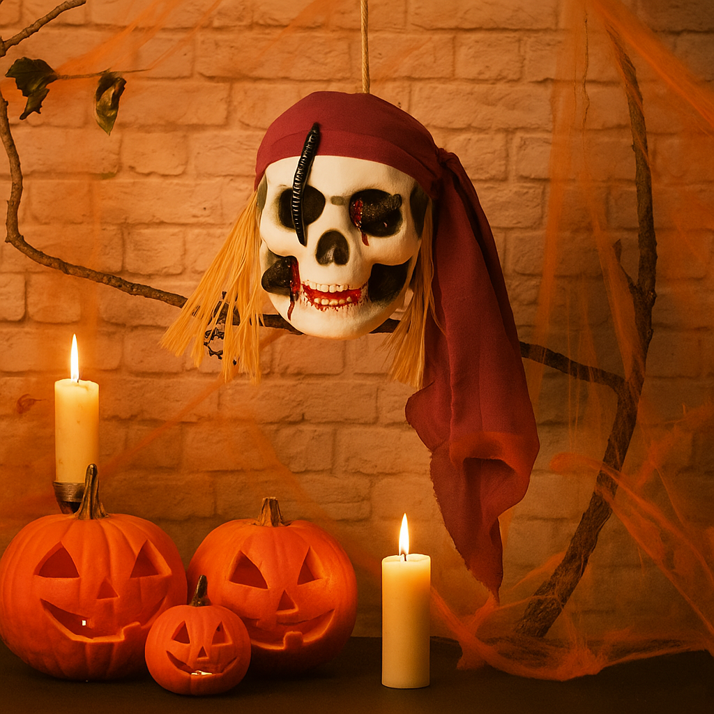 Декор для Хэллоуин Череп Пират Сэм пенополистирол 25x15 см Бордовый (29472771)