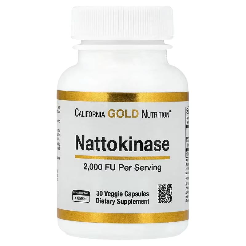 Ферментна добавка California Gold Nutrition Nattokinase Proteolytic Enzyme 2000 FUs 30 вег.кап.