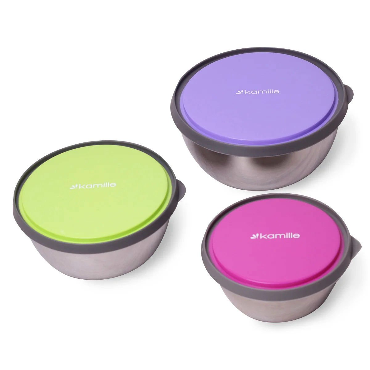 Набор емкостей Kamille 2111 из нержавеющей стали с пластиковыми крышками 3 шт. (611365452bb0b30545287a78)