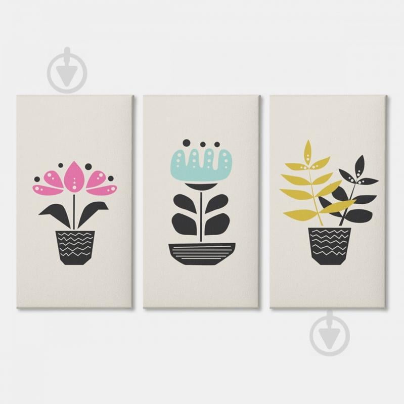 Модульная картина из трех частей Домашние цветы Malevich Store 126x80 см (MK311604)