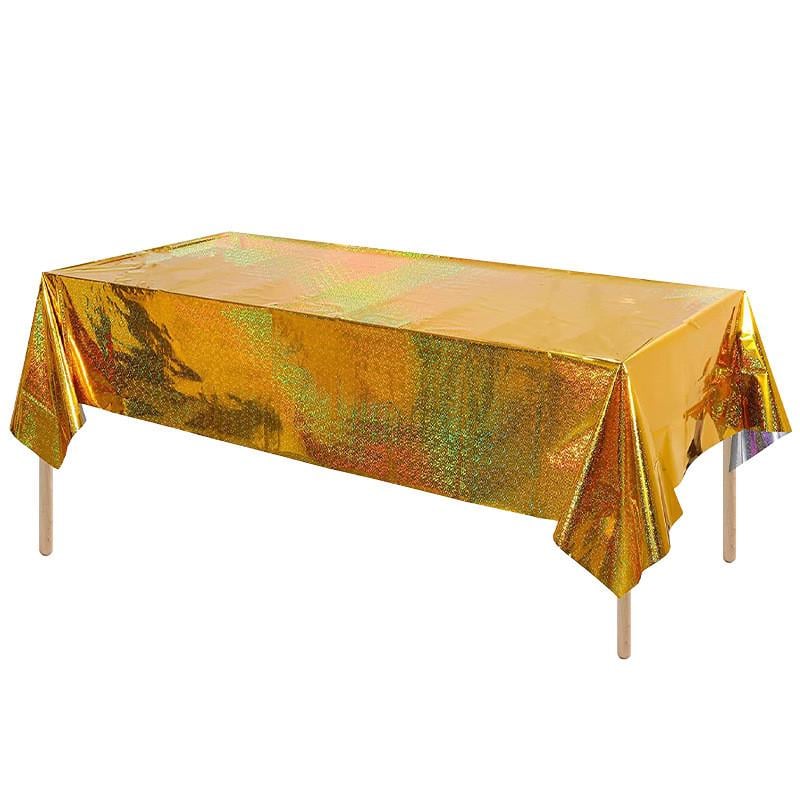 Скатерть клеенка из фольги с голограммой 270x100 см Золотистый (18256/1) - фото 1 Скатерть клеенка из фольги с голограммой 270x100 см Золотистый (18256/1) - фото 1