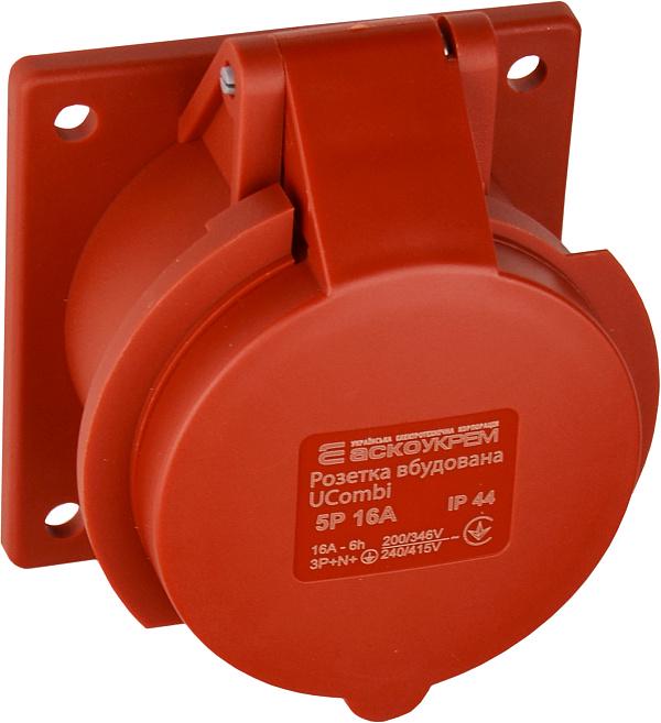 Силовая розетка АСКО-УКРЕМ UCombi 3P+N+PE 16А 415 В встроенная IP44 полиамид Красный (A0080010162)