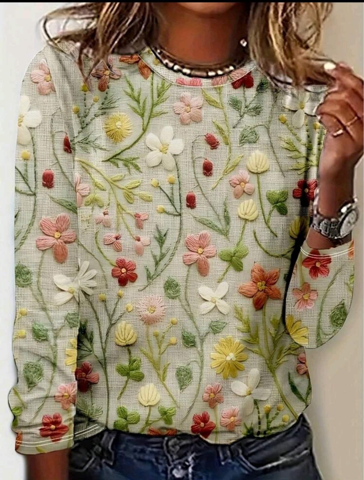 Блузка с рукавами печать 3D Floral PRINT женская M/L Разноцветный (27303966)