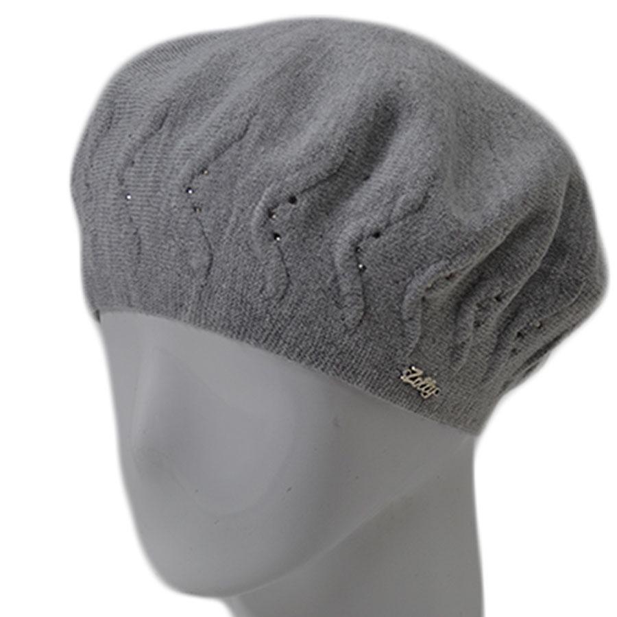 Берет женский Zolly ZH187 двойной тонкой вязки с стразами Светло-серый