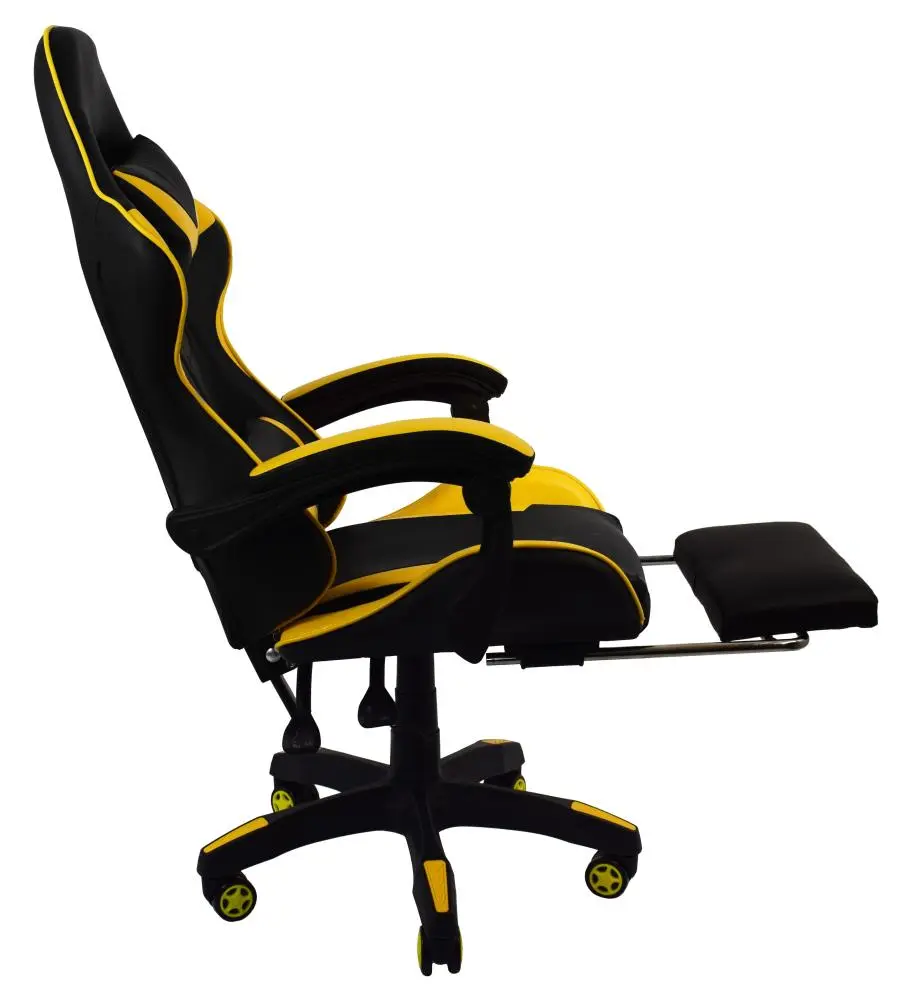 Крісло геймерське Bonro B-810 з підставкою для ніг та двома подушками до 120 кг Жовтий (132-76-42300046) - фото 5