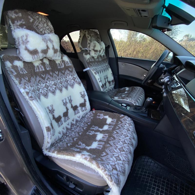 Накидка на сиденье автомобиля из овчины Sheepskin эко-шерсть 2 шт. 50 см Олени (704) - фото 4 Накидка на сиденье автомобиля из овчины Sheepskin эко-шерсть 2 шт. 50 см Олени (704) - фото 4