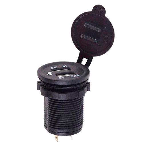 Автомобильное зарядное устройство 2 USB 5V2,1A 5V1A 12-24V врезное в планку (71166)