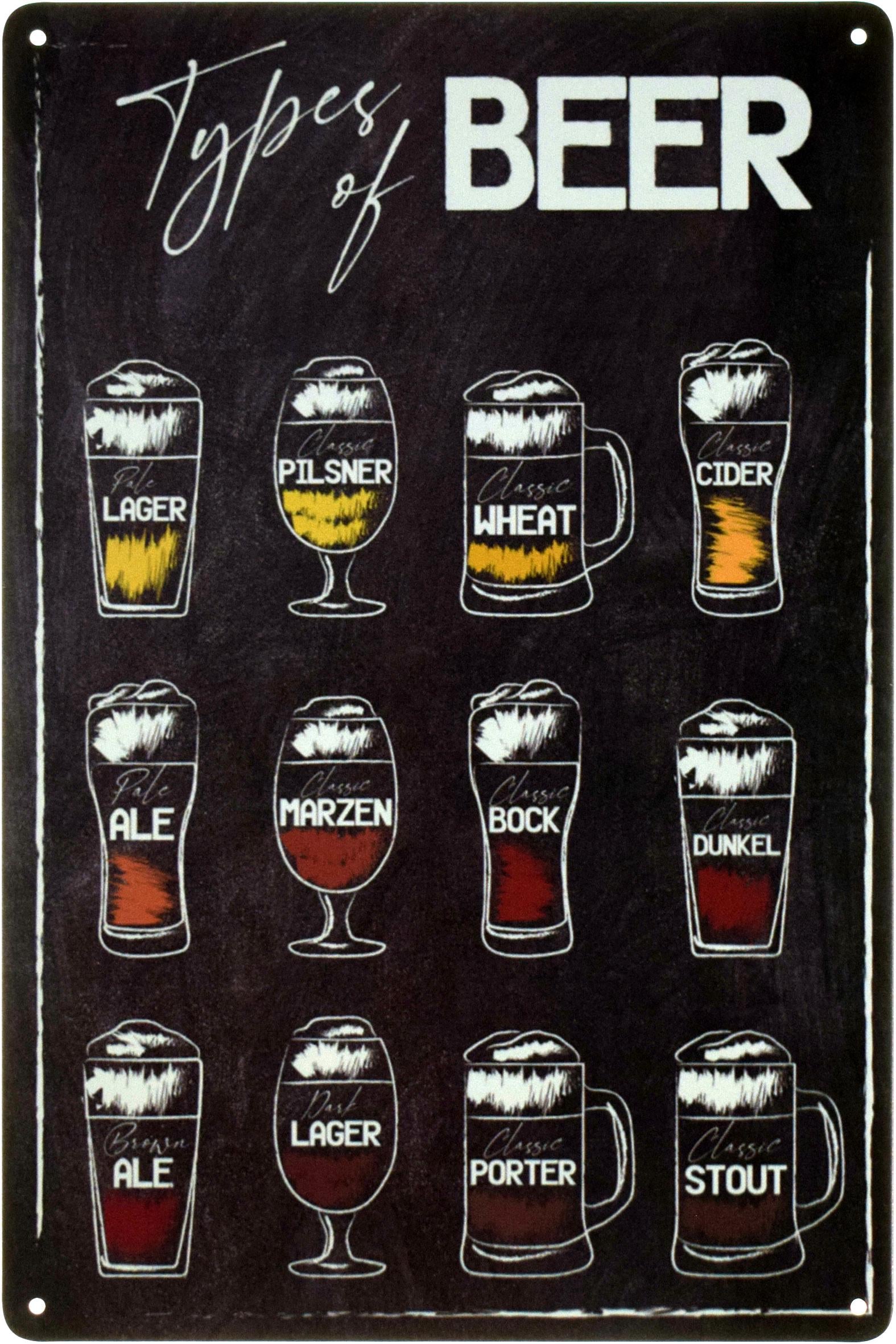 Металева табличка Типи Пива/Types Of Beer 20x30 см