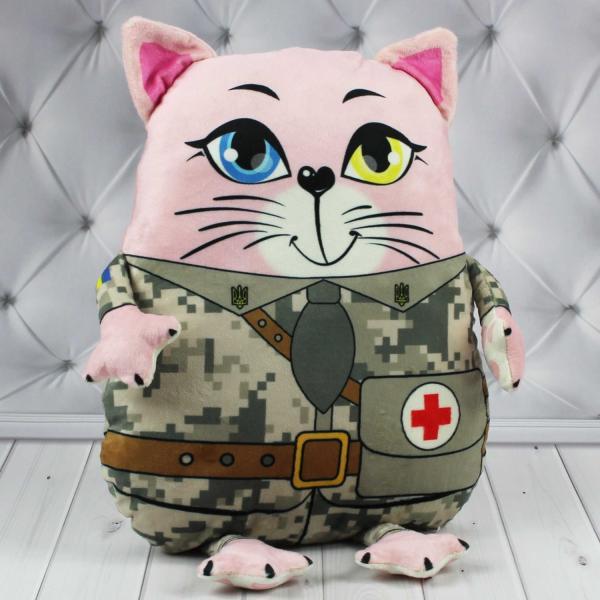 Мягкая игрушка Копица Патриотическая Котик приветственный Защитница 1 40х30 см (00295-986)