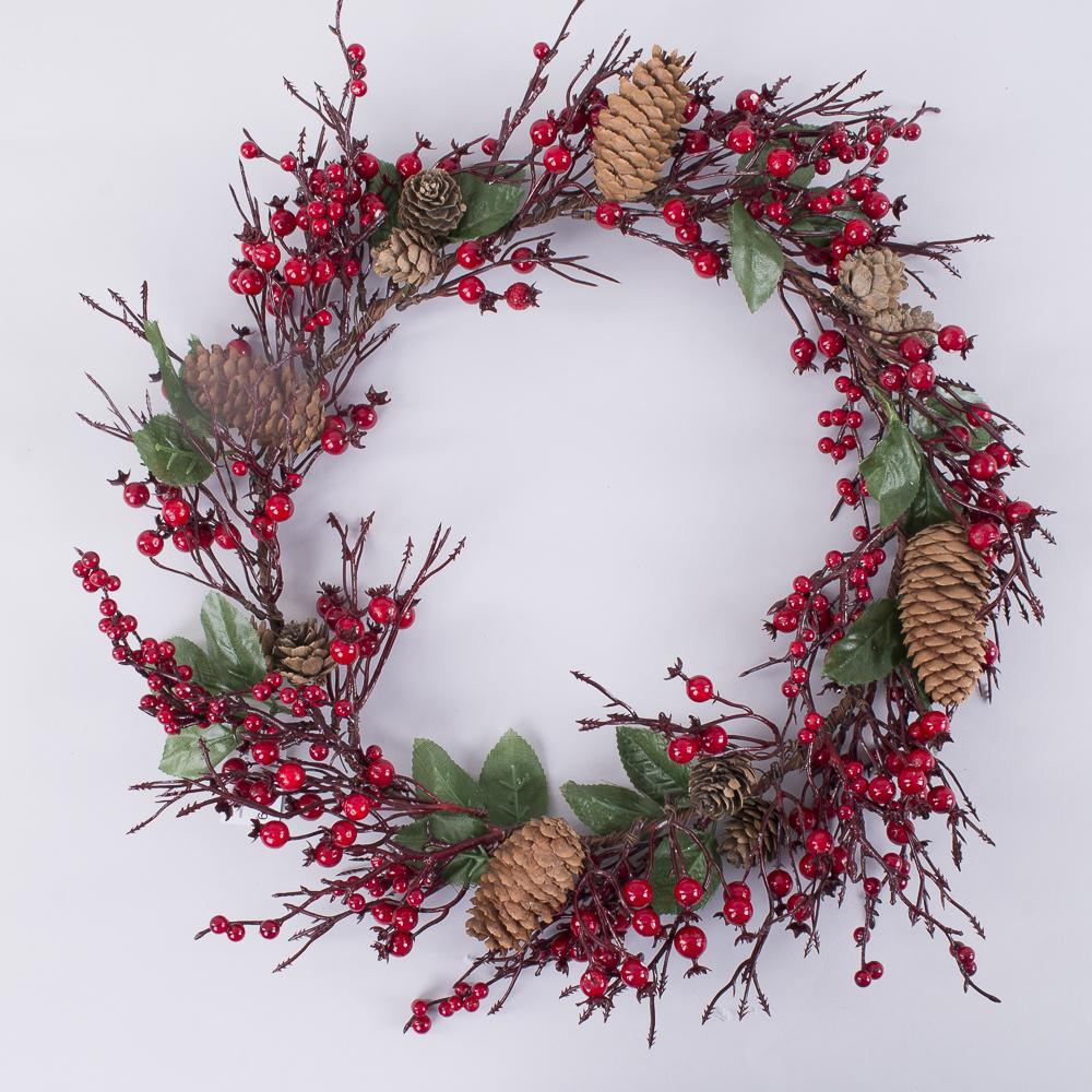 Вінок з калини з шишками і корінцями 45 см (3139)