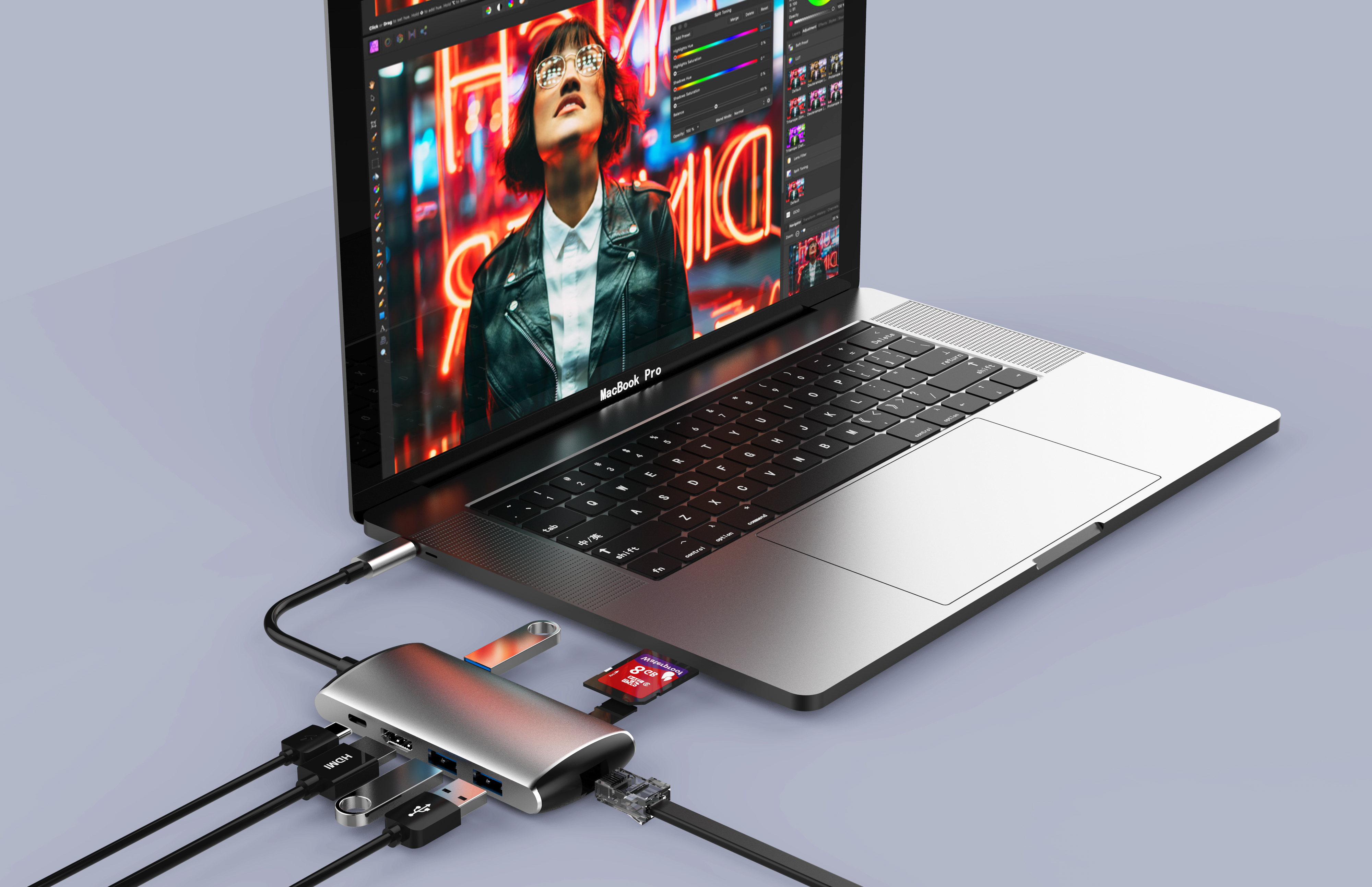 USB-хаб Qitech 8 в 1 Aluminum Type-C Silver (QT-Hub6c_sl) - фото 8 USB-хаб Qitech 8 в 1 Aluminum Type-C Silver (QT-Hub6c_sl) - фото 8