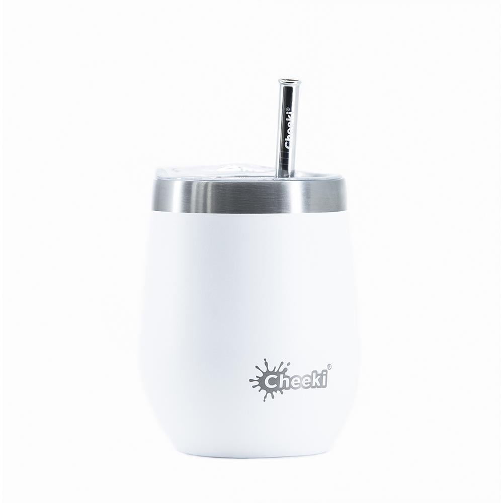 Термобокал для напитков Cheeki Insulated Wine Tumbler со стальной трубочкой 320 мл Spirit White (WTB320SW2)