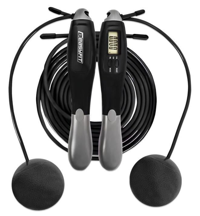 Скакалка со счетчиком EasyFit TwinRope 2,8 м Черный/Серый (EF-1909-GY)