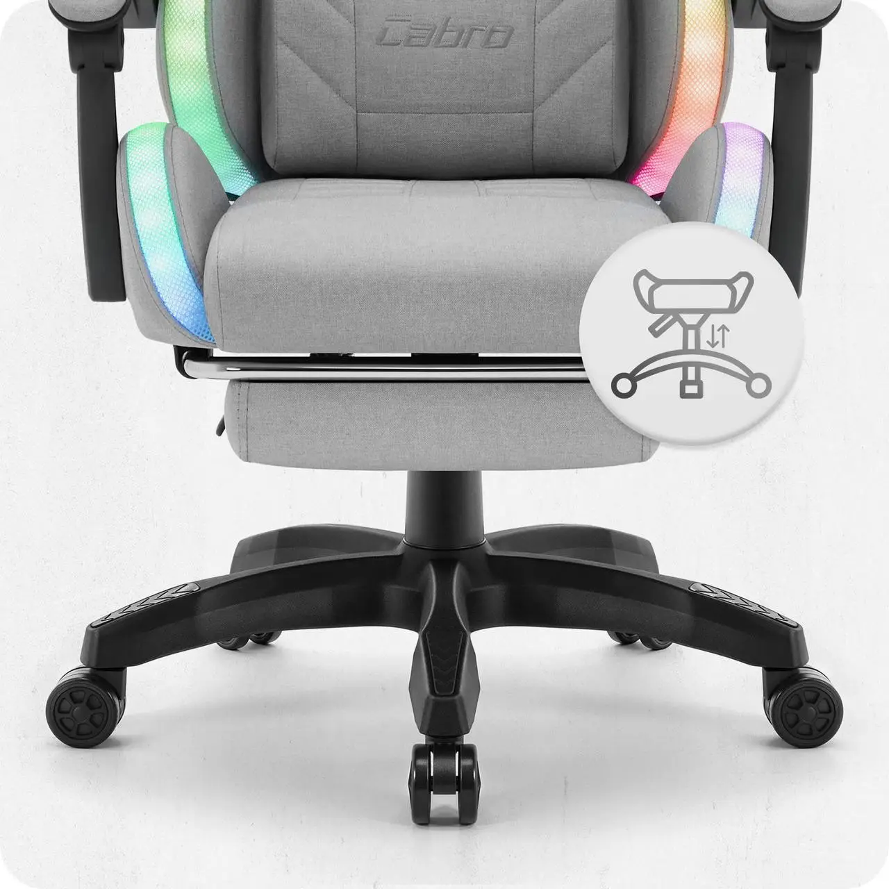 Крісло геймерське з підставкою для ніг Cabro C501 RGB Grey тканина до 150 кг (AN-С501GRGB) - фото 9