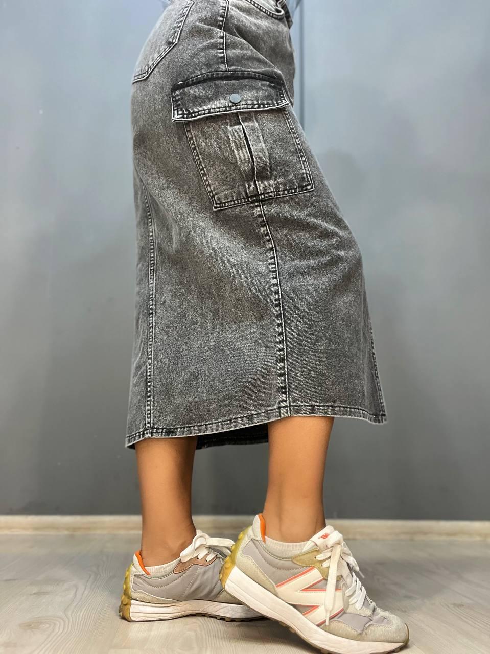 Юбка женская Zeo Basic 3580 джинсовая карманы по бокам разрез впереди длинная р. 36 Серый (1160) - фото 7 Юбка женская Zeo Basic 3580 джинсовая карманы по бокам разрез впереди длинная р. 36 Серый (1160) - фото 7