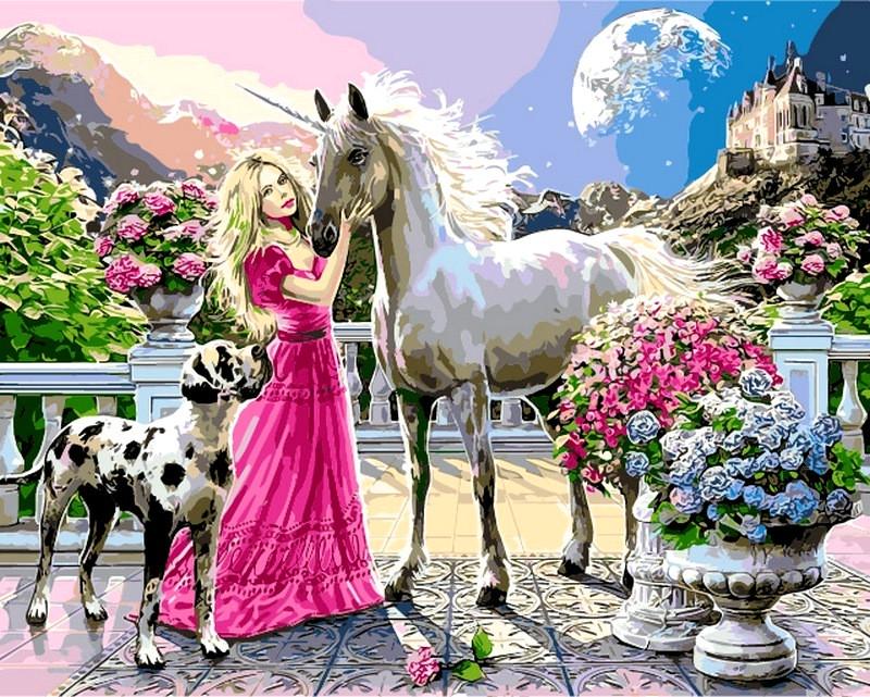Картина по номерам Brushme "Принцесса и единорог" (GX8360)