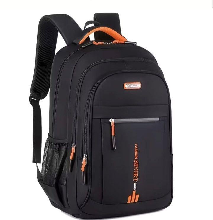 Рюкзак городской классический молодежный для прогулок Черно-оранжевый (564-01)