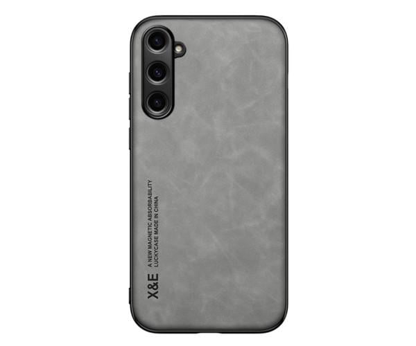 Кожаный чехол - накладка X&E для Samsung Galaxy M55 с металлической вставкой Серый