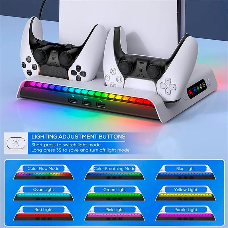 Док-станция iPega PS5 Slim RGB Lights Multi functional charge stand (PG-P5S006) - фото 9