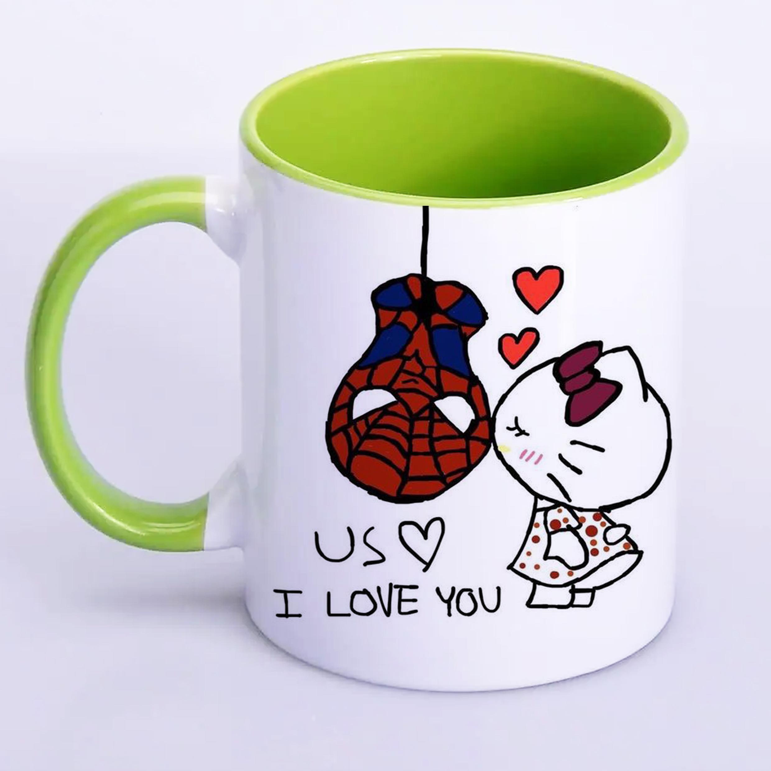 Чашка с принтом Us I love you 330 мл Салатовый (17746)