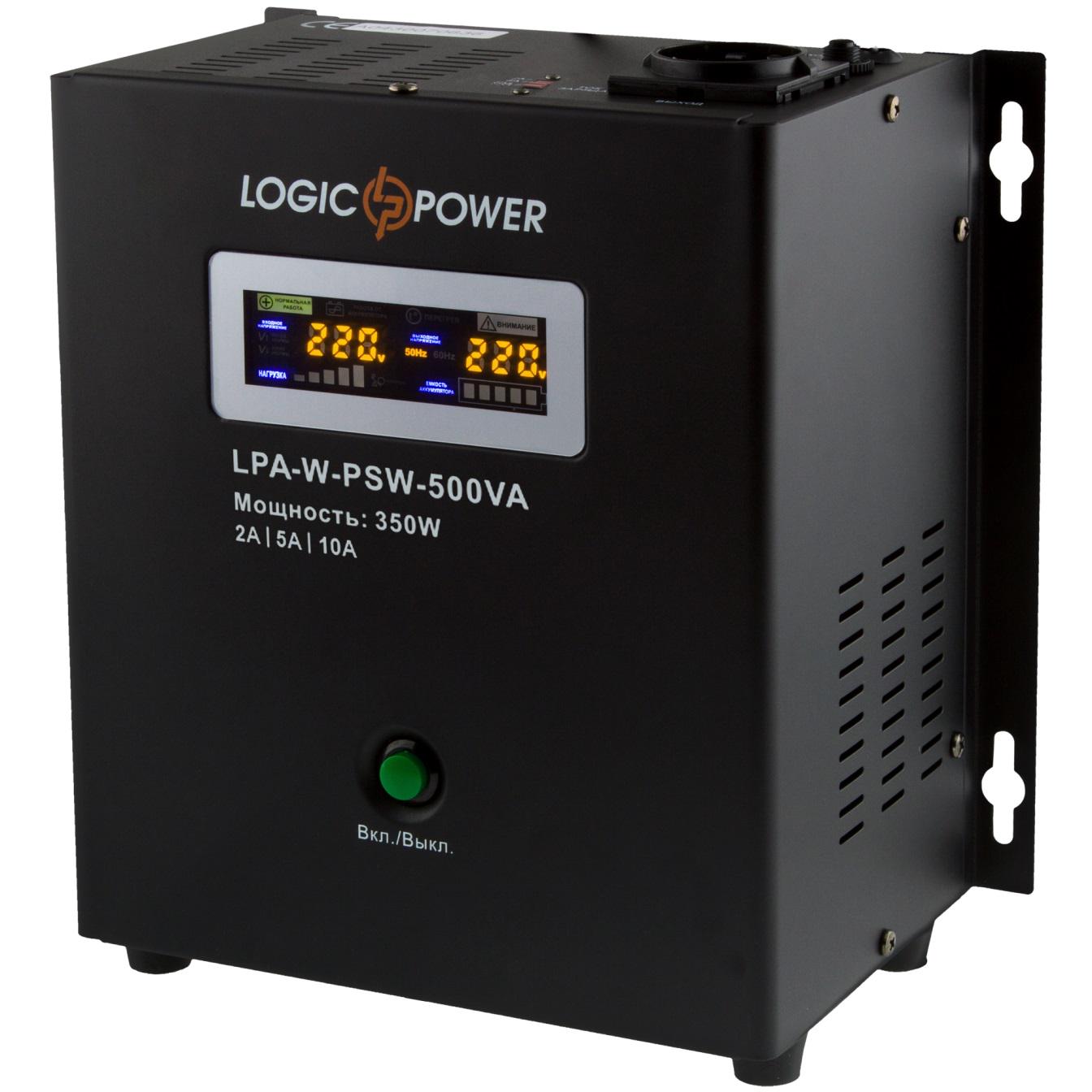 Источник бесперебойного электропитания LogicPower LPAWPSW-500VA 350 Вт LCD 12V под внешний АКБ заряд 10А (57435)